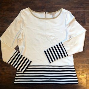 Banana Republic cream and navy striped top